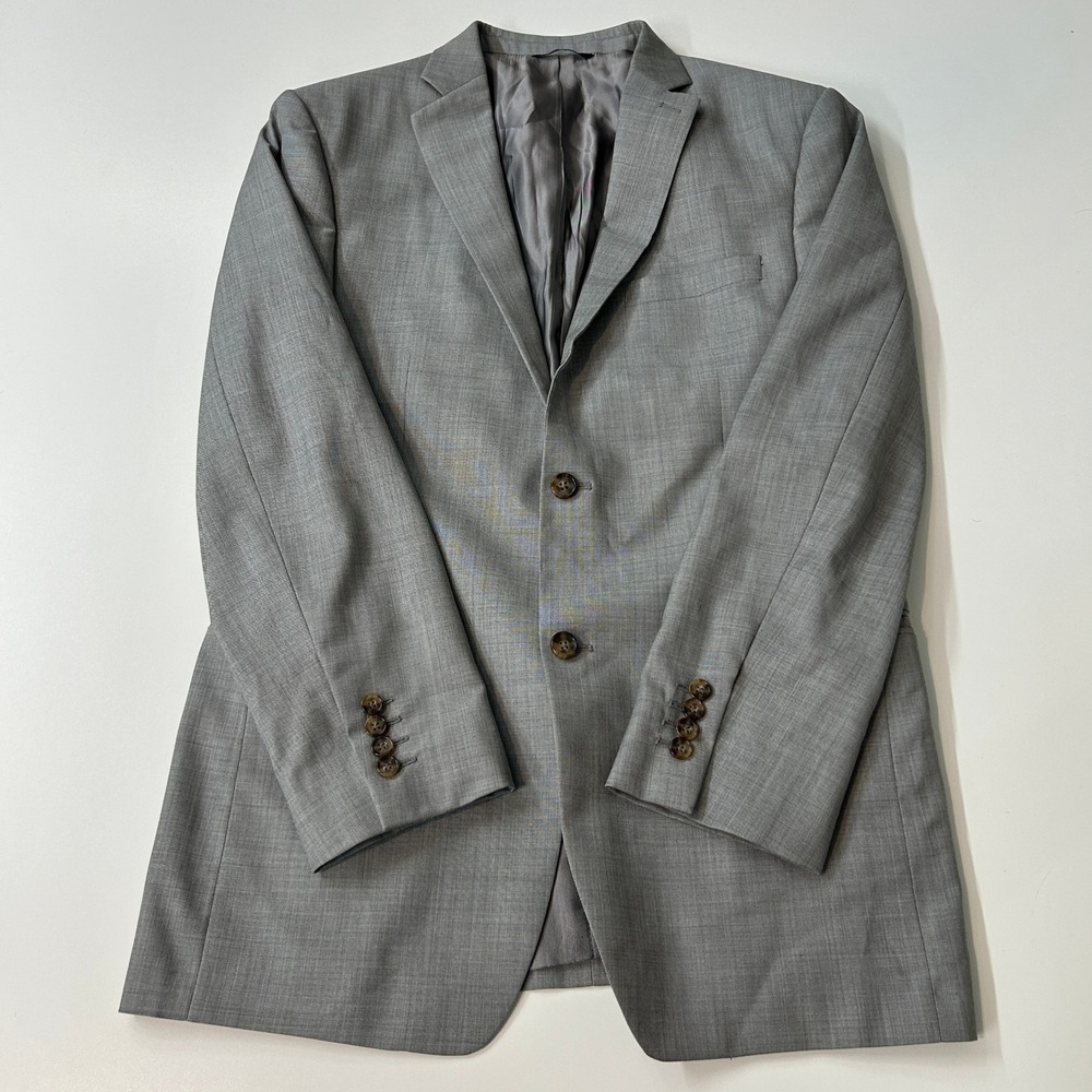 Ralph Lauren Mens Grey Sharkskin Two Button Blazer Sport Coat 41L Made in Canada